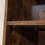 Close-up view of the shelf inside the Cubby Shoe Storage Bench, showcasing its sturdy wood design.
