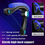 Ergonomic RGB LED Gaming Chair features sturdy high back support, sponge armrest, and 135° reclining backrest for ultimate comfort.