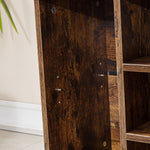 Close-up of the ArtisanSA Cubby Shoe Storage Bench showcasing its rich wood finish and adjustable shelves.