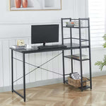 Computer Desk & Student Workstation with 4 Shelves in a bright room featuring a monitor and decorative items.