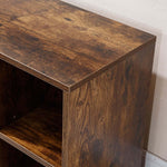 Top view of the Cubby Shoe Storage Bench featuring a rich wood finish and sturdy design.