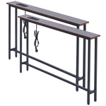 Narrow Sofa Table with Charging Station featuring built-in power outlets and USB ports, ideal for tight spaces.