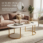 CT-CH07 oval marble-look coffee table design detail