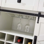 Interior view of the Farmhouse Wine Bar Cabinet displaying hanging wine glasses and wine bottle storage.