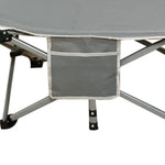 Convenient side storage pocket on folding camping cot with mattress for phones