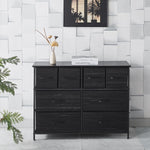 Fabric 8-Drawer Dresser & Storage Chest with Wood Top on display in a stylish room setting.