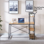 Modern Teak Computer Desk with Top Shelf & Storage – alternate product view