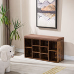 Cubby Shoe Storage Bench with Cushion & Adjustable Shelves in a stylish indoor setting.