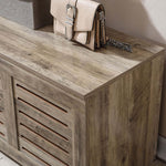 Rustic Storage Trunk Shoe Bench with purse and rustic wood finish on a stylish entryway cabinet.