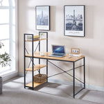 Modern Teak Computer Desk with Top Shelf & Storage – product image 4