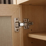 Close-up of the hinge on the Boho 3-Door Shoe Cabinet, showcasing quality craftsmanship and durable materials.