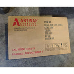 Modern LED Pedestal packaging from Artisan Furniture Warehouse, labeled as fragile and heavy.