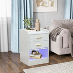 Modern LED Pedestal with Open Shelf showcasing two drawers and LED light, perfect for stylish bedroom decor.