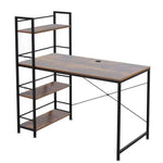 Computer Desk & Student Workstation with 4 Shelves in a modern design, featuring metal and particle board surfaces.