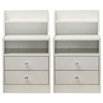 White Bedside Table with Drawers (Set of 2) featuring modern design and practical storage for bedroom organization.