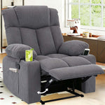 Corduroy Recliner Chair with Cup Holders in stylish living room setting, showcasing its recline feature and comfort.