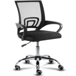Black BX002 ergonomic mesh office chair with lumbar support, padded seat and chrome base