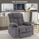 Corduroy Recliner Chair in a stylish modern living room setting with cup holders and soft fabric.