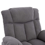 Close-up view of the soft corduroy upholstery on a Corduroy Recliner Chair with cup holders.