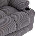 Corduroy Recliner Chair close-up showing plush texture and cup holder for added convenience.