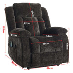 Massage recliner with electric lift assist, remote control and side pocket