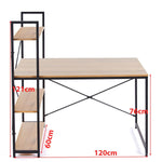 Computer Desk & Student Workstation with 4 Shelves, featuring clean metal lines and warm particle board surfaces.