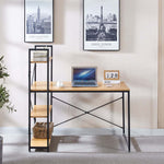 Computer Desk featuring a modern design with four shelves for storage in a stylish workspace.