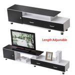 Extendable TV Stand showcasing adjustable design and media storage features, perfect for any living room.