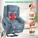 Chenille massage recliner with power lift and 180-degree reclining backrest
