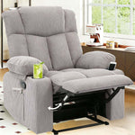 Corduroy Recliner Chair with Cup Holders in a stylish living room setting, featuring a plush design and reclining function.