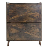 Rustic Tilt-Out Shoe Cabinet with 2 drawers showcasing elegant rustic design and functionality for organized entryways.