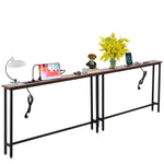 Narrow Sofa Table with Charging Station featuring a lamp, tablet, decor, and flowers in a modern living space.