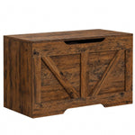 Rustic Wooden Storage bench in a warm brown finish, ideal for organizing entryways or living rooms.
