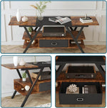 TV-18 media console with MDF top, metal Y-frame legs and storage compartments