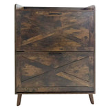 Rustic Tilt-Out Shoe Cabinet with 2 drawers showcasing elegant rustic design and functionality for organized entryways.