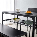 4-piece dining table set with bench featuring storage under the table and bench, perfect for small spaces.