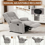 Corduroy Recliner Chair with cup holders, adjustable from 90° to 165°, perfect for reading, watching TV, or sleeping.