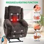 Electric power lift recliner chair with 8 massage points and heated lumbar support