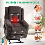 Electric power lift recliner chair with 8 massage points and heated lumbar support