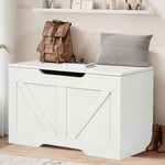 Rustic Wooden Storage bench in white, ideal for entryways, bedrooms, or living rooms, with a stylish design and ample storage.