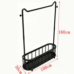 Freestanding Clothes Rack with Shelf & Lockable Wheels dimensions of 160cm height and 100cm width