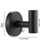 Matte Black Bathroom Towel Rack Set – robe hook dimensions showcasing modern design and matte black finish.