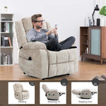 Power lift recliner chair with soft chenille fabric, massage and lumbar heating