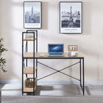Computer Desk with 4 shelves in a modern workspace featuring metal and wood design.