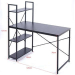 Computer Desk with 4 Shelves featuring a sleek black design and adjustable shelves, ideal for modern workspaces.
