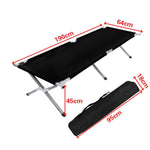 Heavy-Duty Portable Folding Camping Stretcher dimensions with compact carry bag.