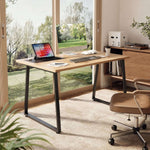 Large home office desk with clean rectangular desktop and sturdy steel legs