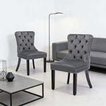Dining Chairs Set of 2 tufted velvet button-back chairs with nailhead trim in modern living room