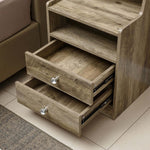 Modern LED Bedside Table with open drawers showcasing ample storage space and elegant design.