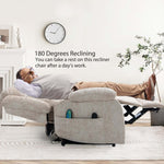 Electric massage recliner chair with power lift, side pocket and 180-degree recline